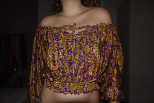 Off-Shoulder 100% Silk Top