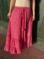 Dark Pink Maxi Skirt with Gold Foil