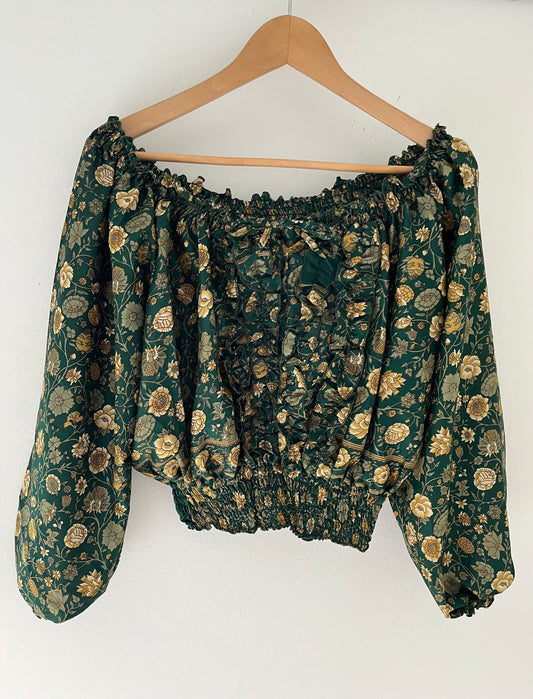 Off-Shoulder 100% Silk Top