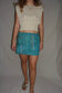 Vintage Sari Beaded Patchwork Bohemian Skirt - Turquoise (XS-S)