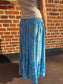 Light Blue Maxi Skirt with Gold Foil