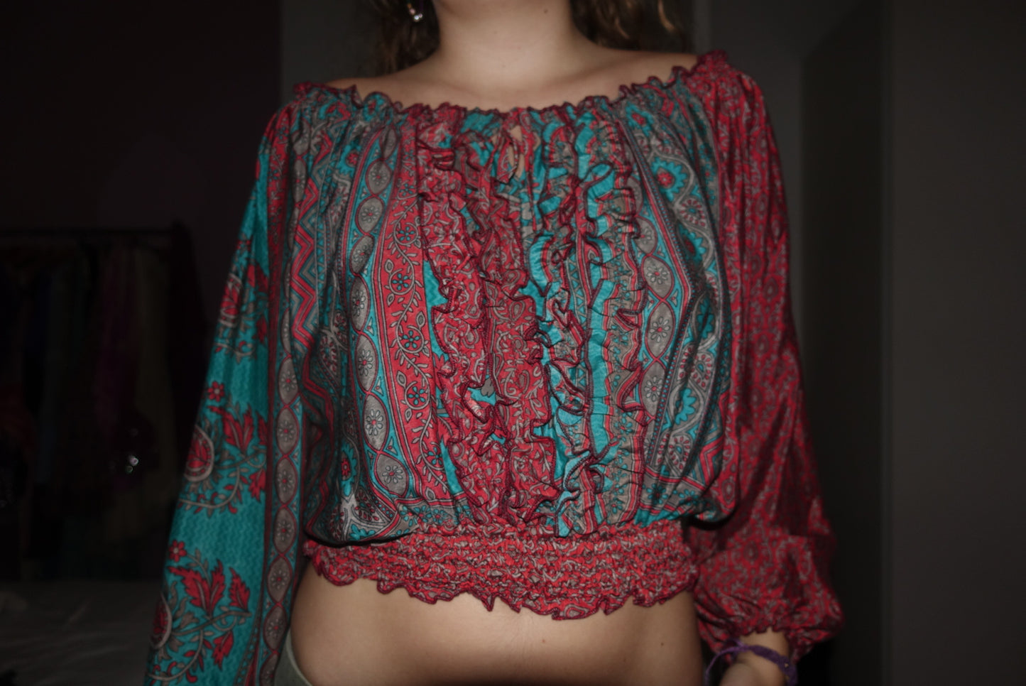 Off-Shoulder 100% Silk Top