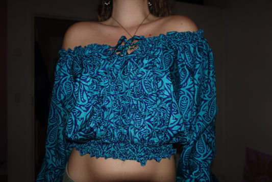 Off-Shoulder 100% Silk Top