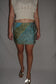 Vintage Sari Beaded Patchwork Bohemian Skirt - Green (XS-S)