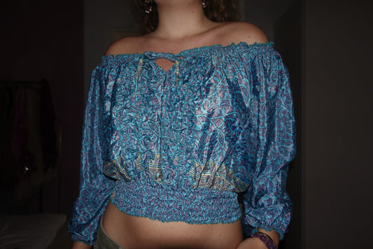 Off-Shoulder 100% Silk Top