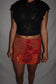 Vintage Sari Beaded Patchwork Bohemian Skirt - Orange (M-L)