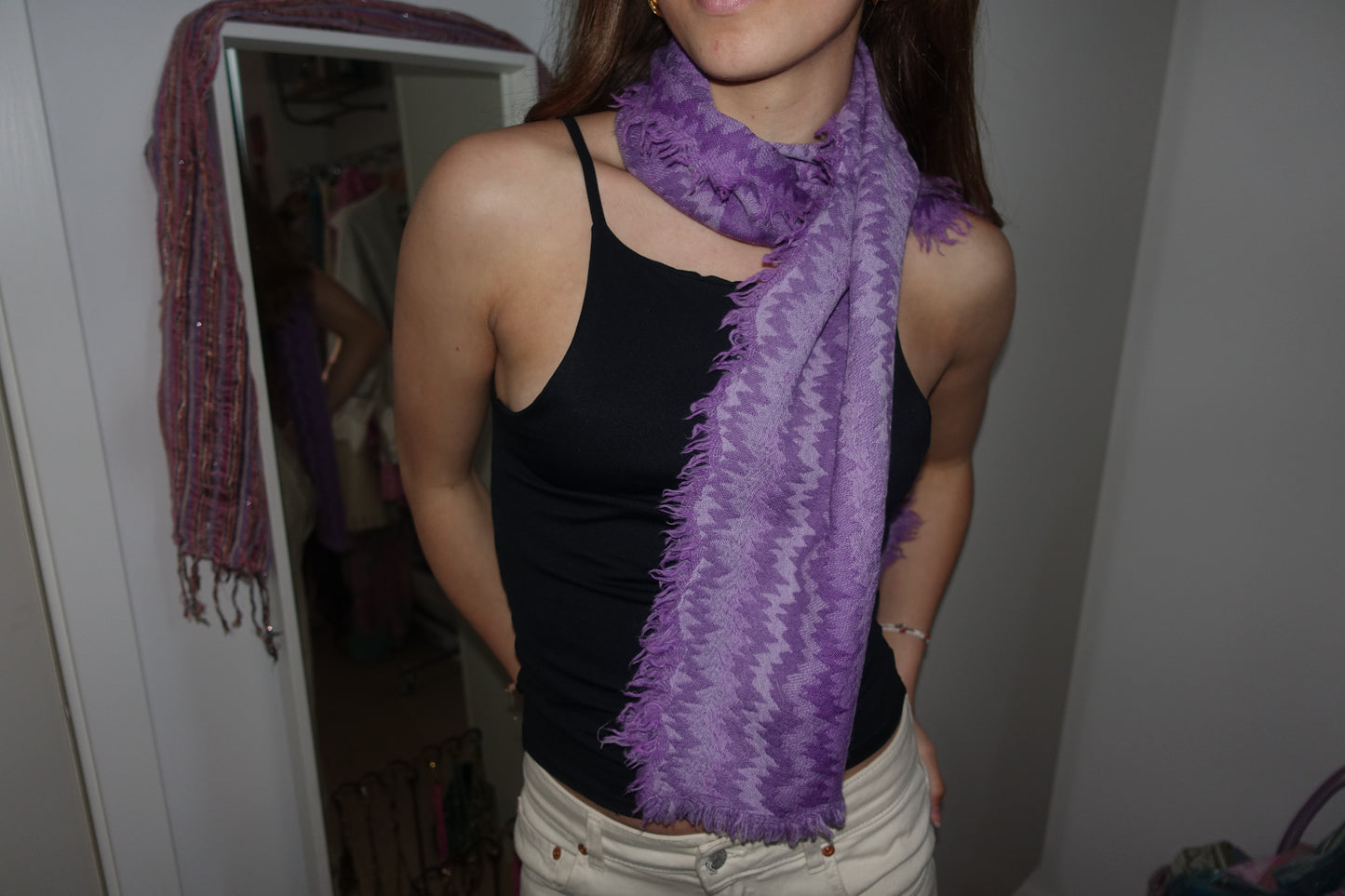 Purple ZigZag Merino Wool Scarf