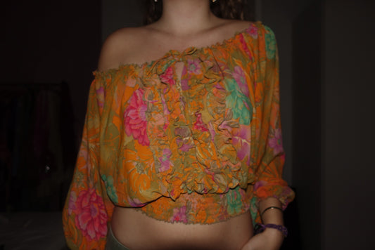 Off-Shoulder 100% Silk Top