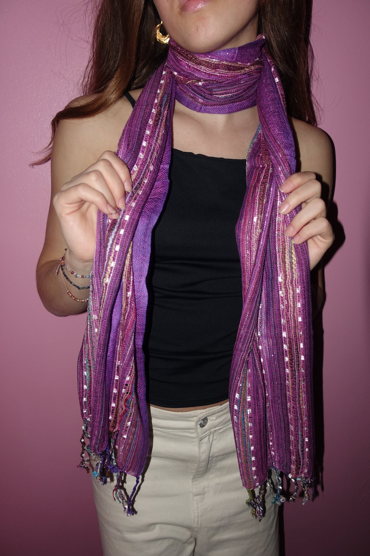 Scarf / Top + Metallic Thread