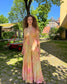 Long Rosa Ibiza Dress (With Gold Foil) - Orange + Pink