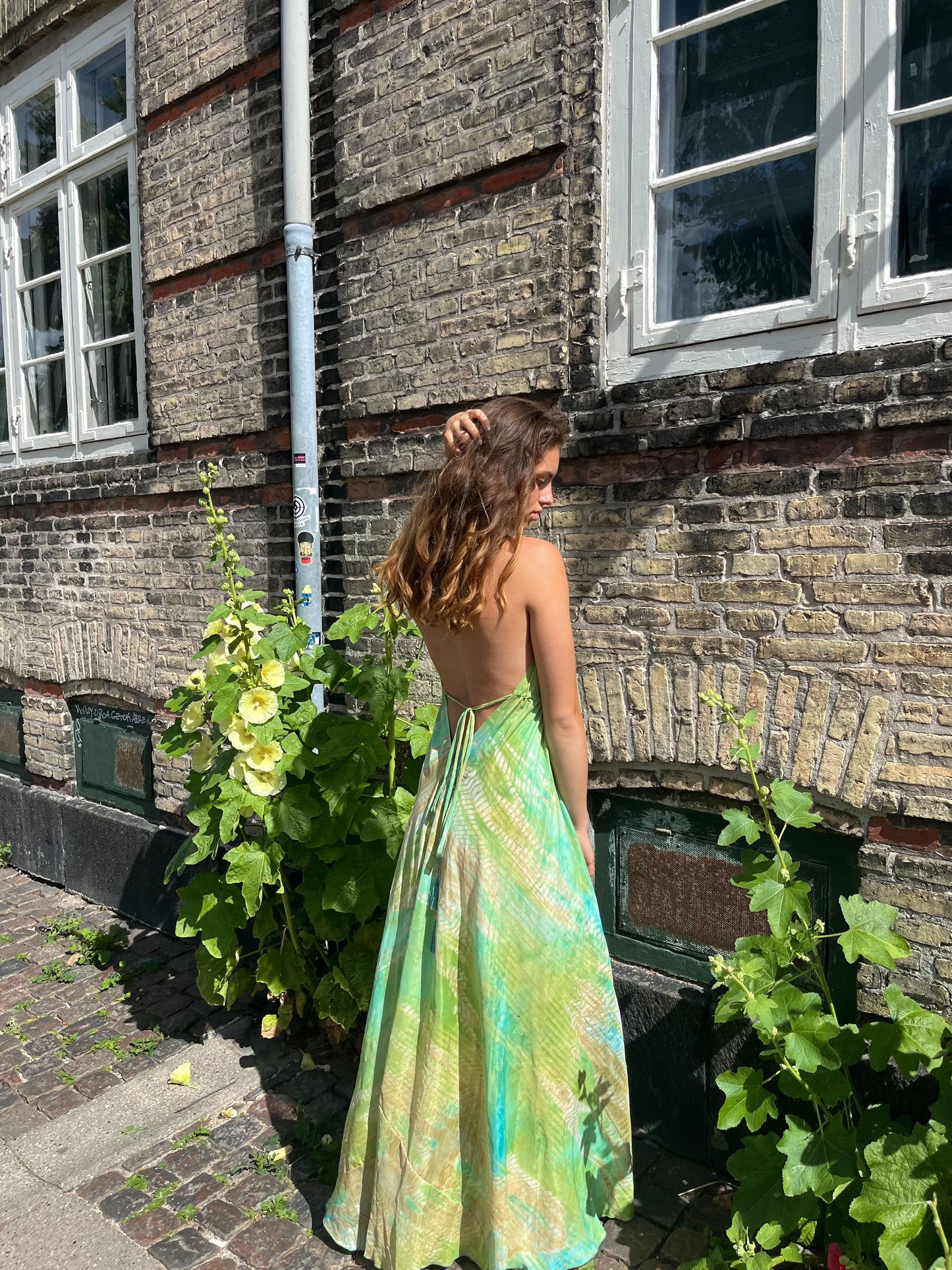 Long Verdi Ibiza Dress (With Gold Foil) - Green