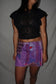 Vintage Sari Beaded Patchwork Bohemian Skirt - Purple (M-L)