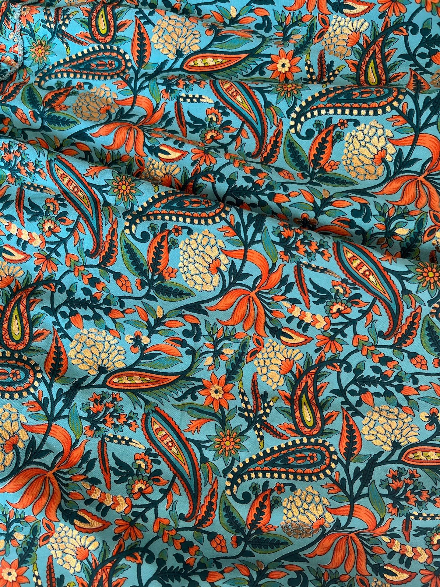 Fari Maxi Skirt (With Gold Foil) - Blue /Orange