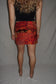 Vintage Sari Beaded Patchwork Bohemian Skirt - Reddish/Orange (XS-S)