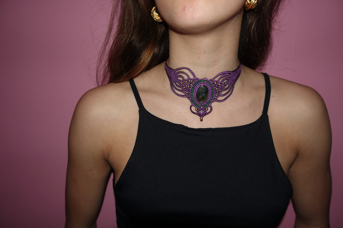 Bohemian Handmade Macrame Chocker - Dark Purple