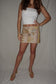 Vintage Sari Beaded Patchwork Bohemian Skirt - Creme Gold (XS-S)