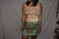 Vintage Sari Beaded Patchwork Bohemian Skirt - Green (M-L)