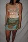 Vintage Sari Beaded Patchwork Bohemian Skirt - Green (M-L)