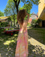 Long Rosa Ibiza Dress (With Gold Foil) - Orange + Pink