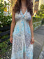 Long Thai Indi Dress (with gold foil) - Light Blue