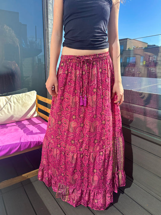 Lilya Maxi Skirt (With Gold Foil) - Purple