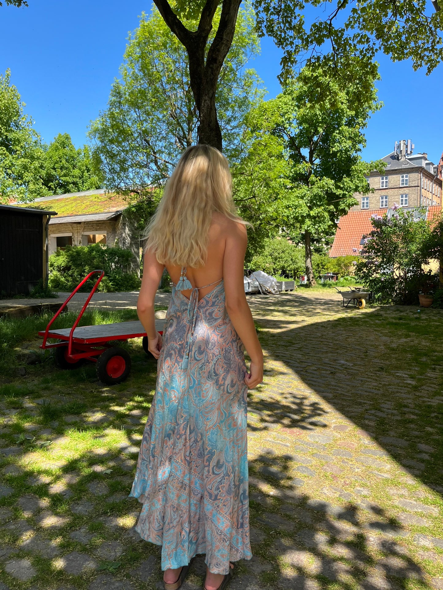 Long Ibiza Dress (With Gold Foil) - Turquoise