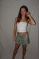 Vintage Sari Beaded Patchwork Bohemian Skirt - Green (XS-S)