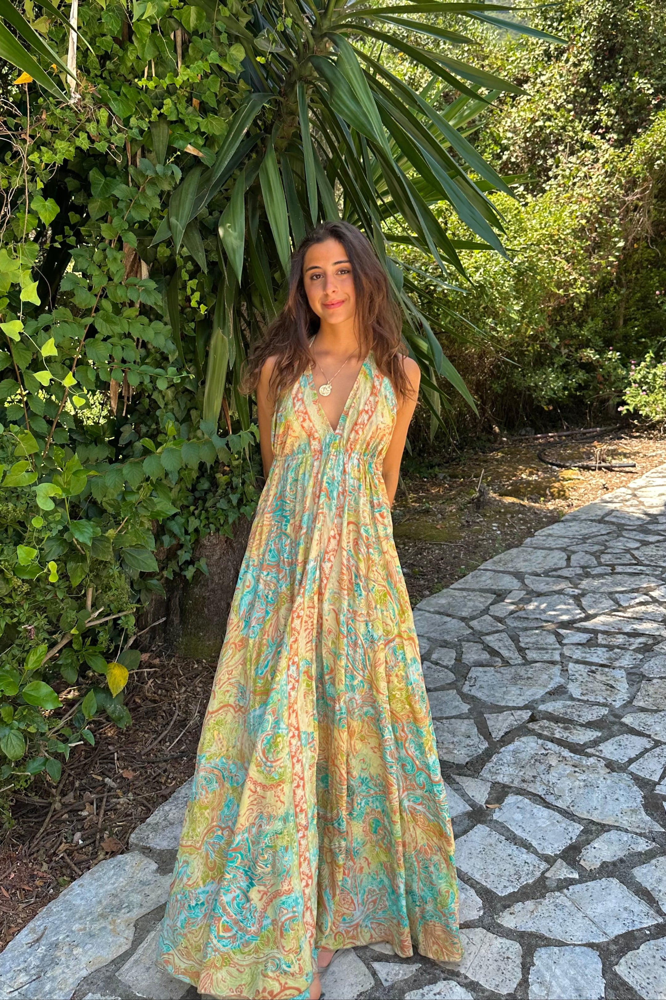 ibiza boho maxi dress Boho Maxi Dress: Hand Blockprint Organic Cotton Ibiza Style