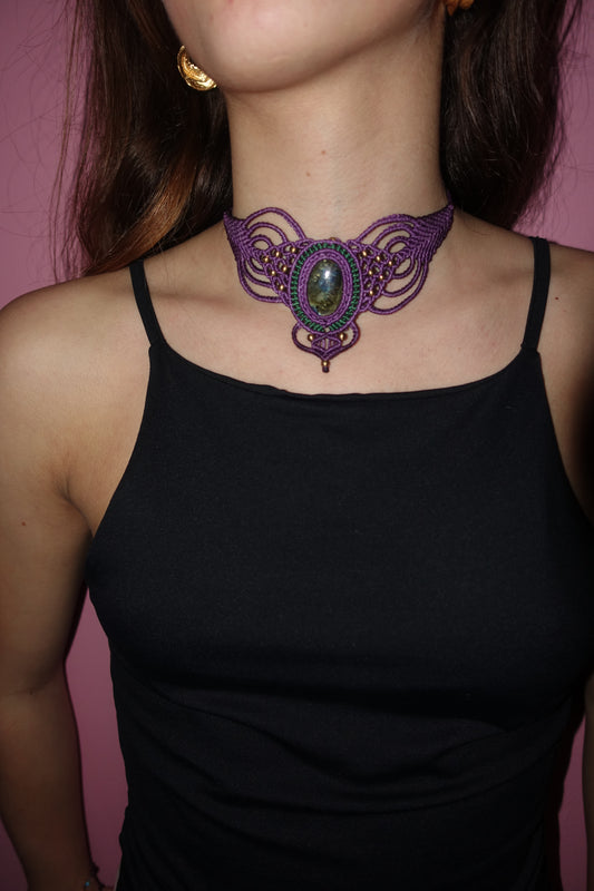 Bohemian Handmade Macrame Chocker - Dark Purple