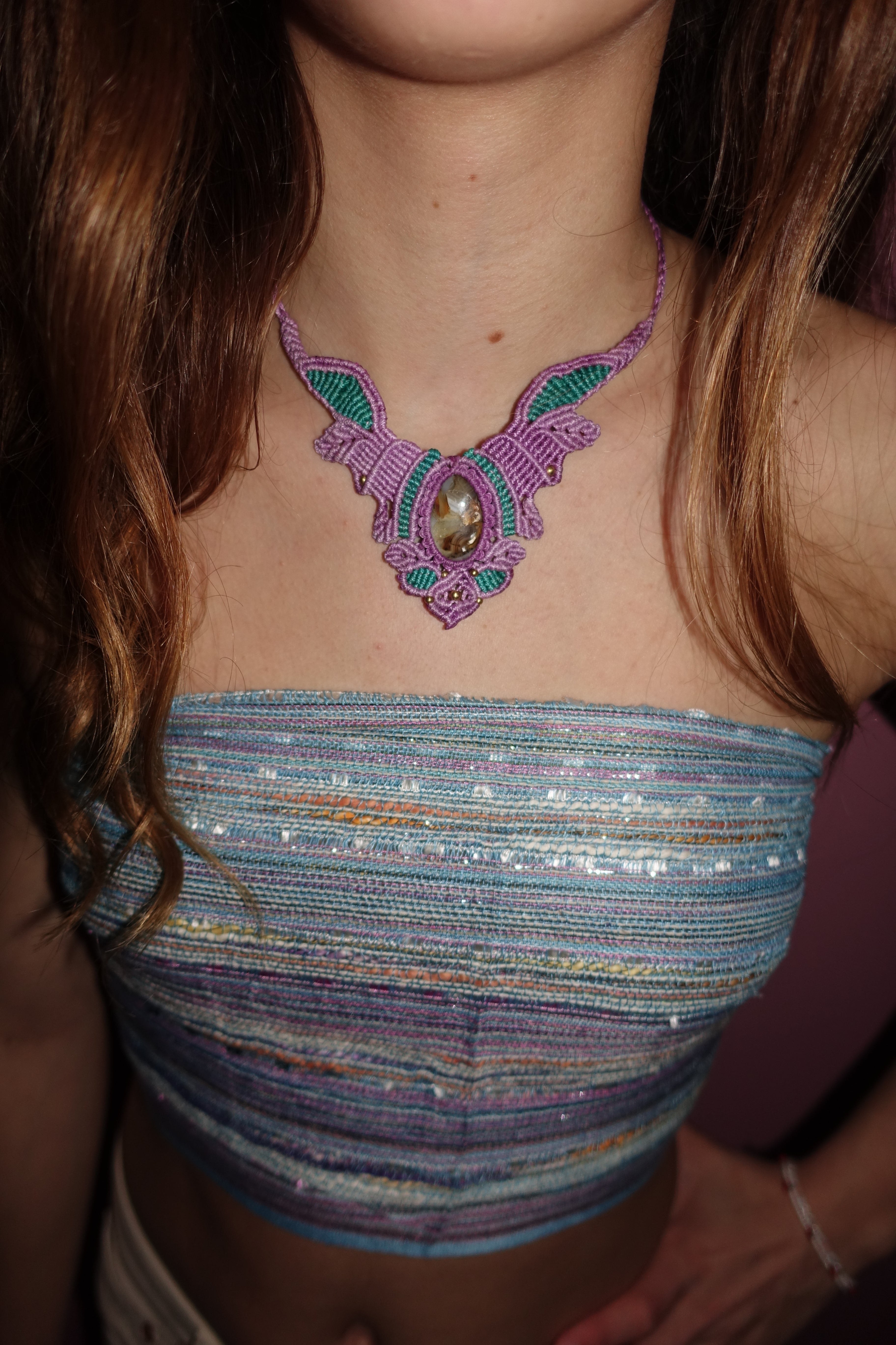 Bohemian Handmade Macrame Chocker Light Purple – Liva Larsen