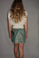 Vintage Sari Beaded Patchwork Bohemian Skirt - Green (XS-S)