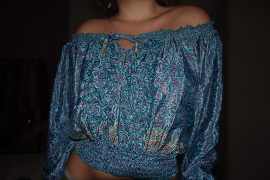 Off-Shoulder 100% Silk Top