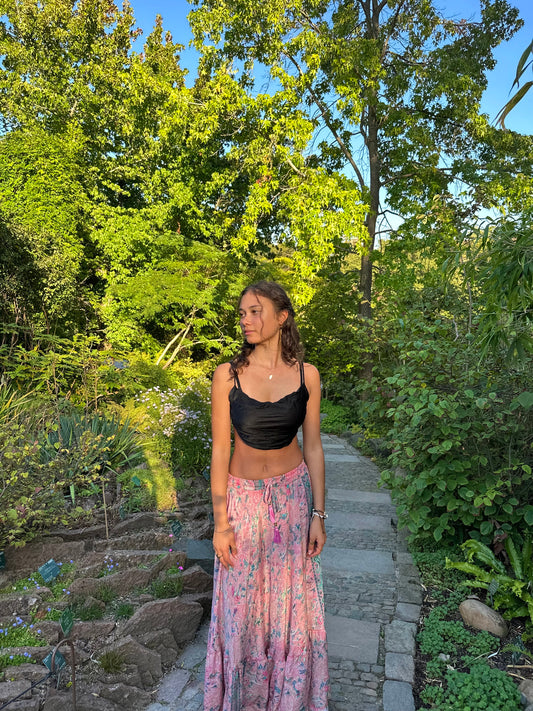 Sommer Maxi Skirt (extra length) - Light Floral Pink