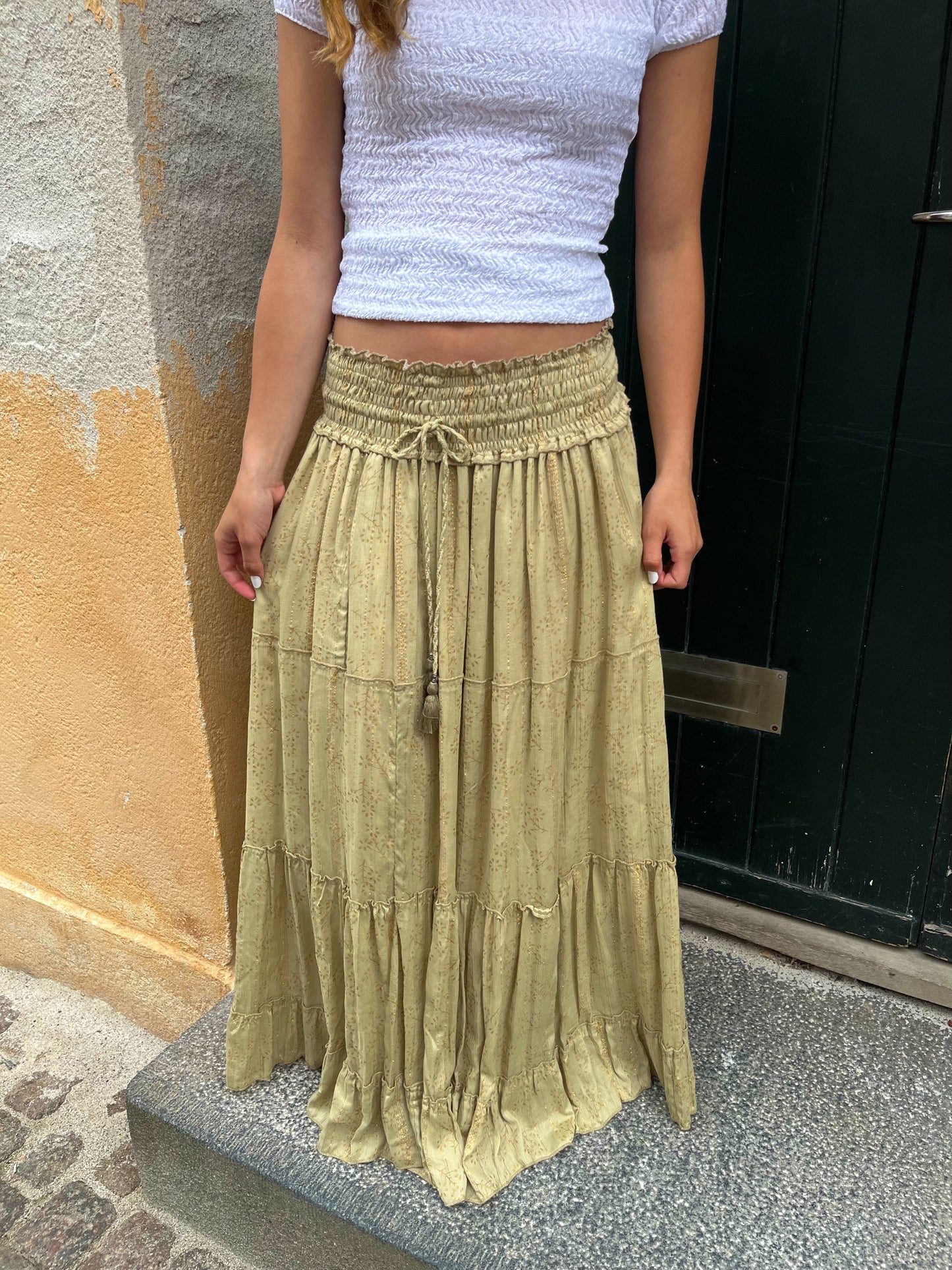 Maxi Skirt - Army Green Gold