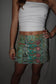 Vintage Sari Beaded Patchwork Bohemian Skirt - Green (XS-S)