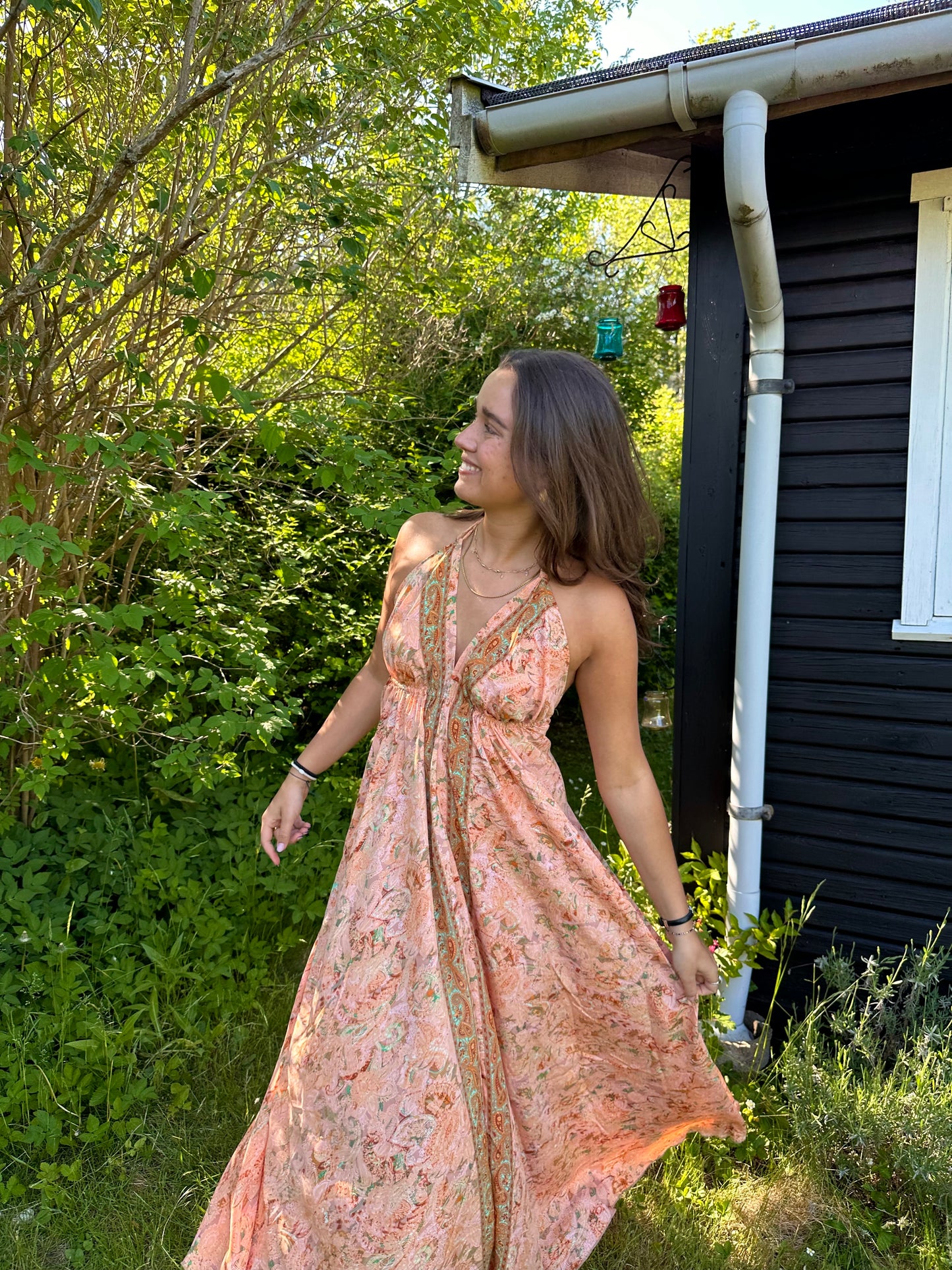 Long Ibiza Dress Blossom - Light Orange