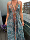 Long Gold Ibiza Dress Hawaii - Blue