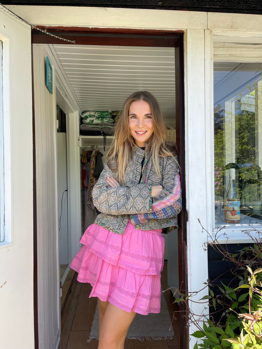 Ruffle Embroidery Skirt - Pink