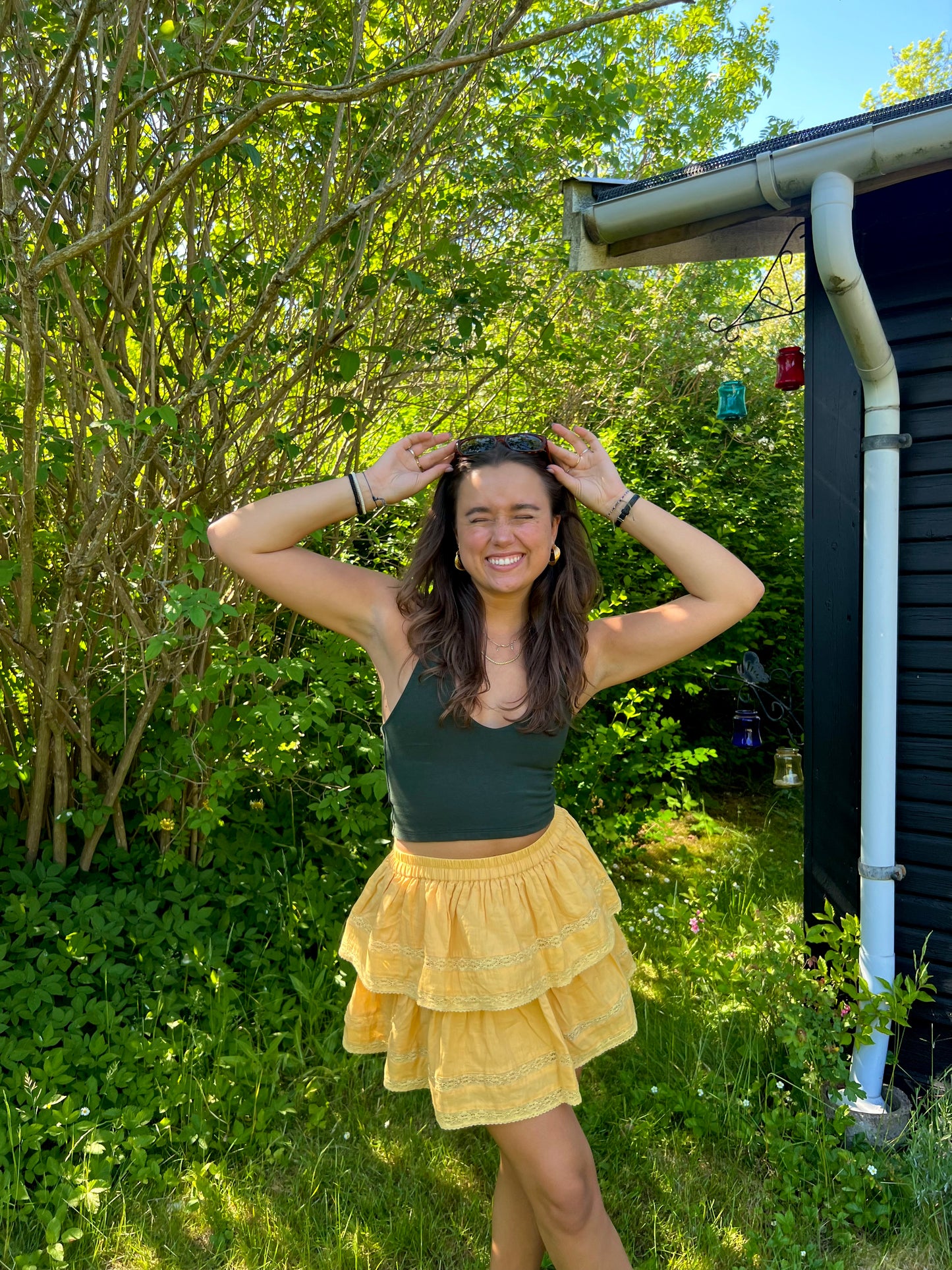 Ruffle Embroidery Skirt - Yellow